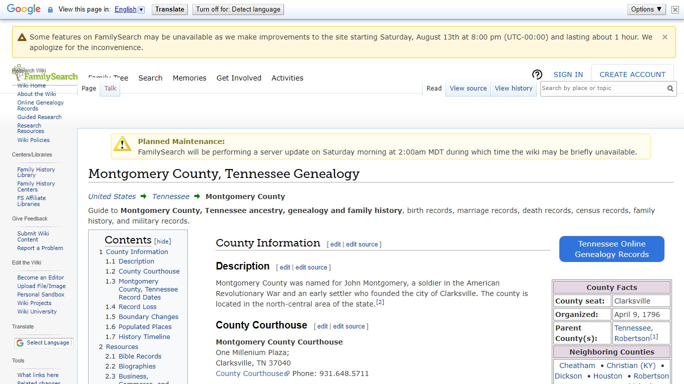 Montgomery County, Tennessee Genealogy • FamilySearch