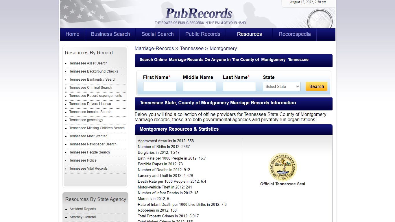 Montgomery County, Tennessee Marriage Records